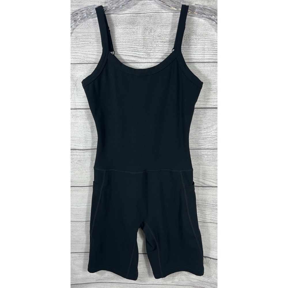 ECHT Apparel Black Athletic Unitard Bodysuit with Pockets Size XS